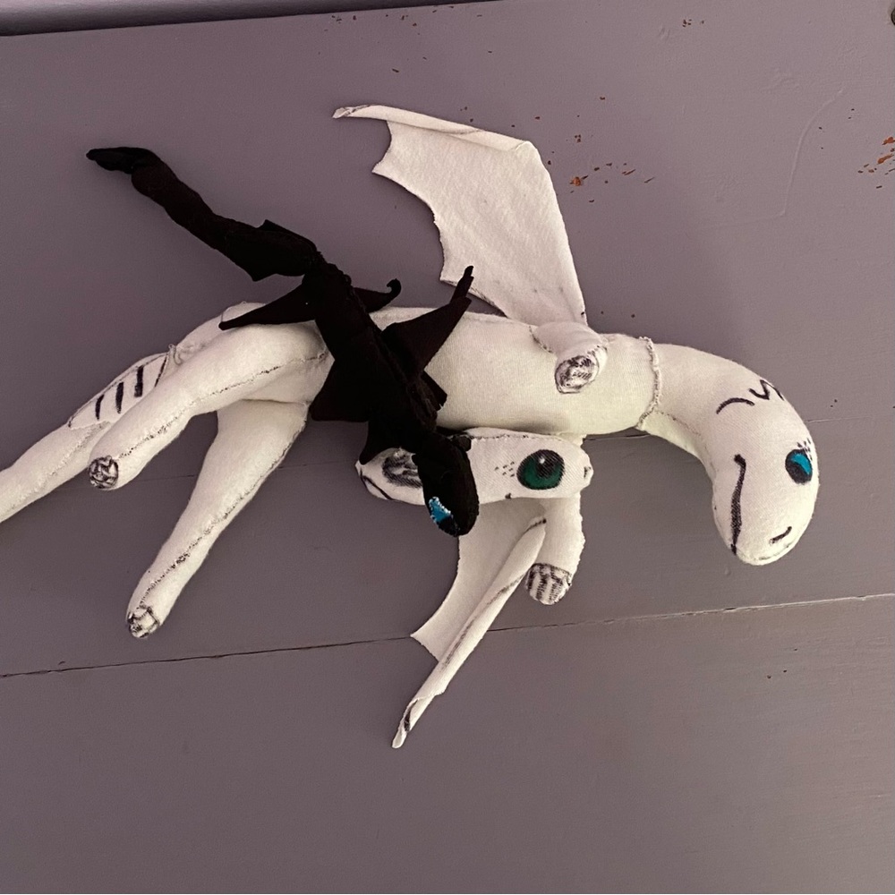 (3) DRAGONS Plush LIGHTFURY, POUNCER, and NIGHTFURY Handmade COLLECTIBLES - Picture 3 of 16